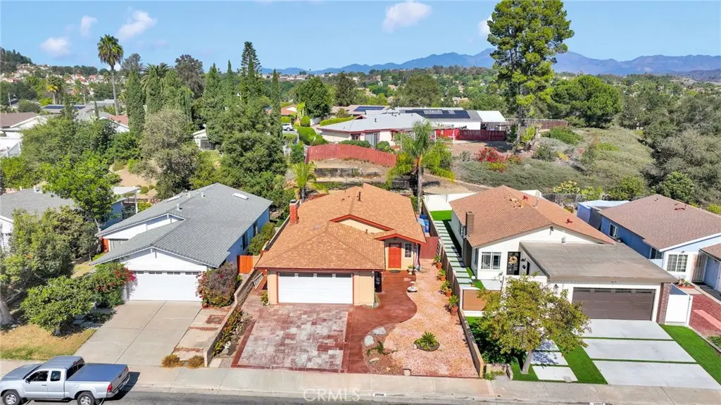 Side yard with mature landscaping